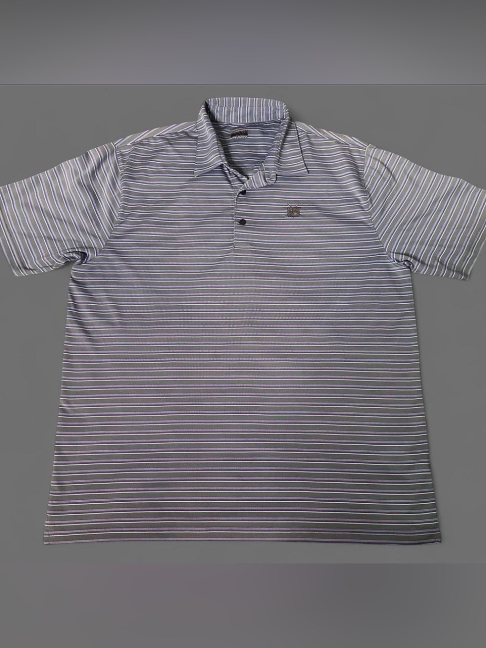 Greg Norman Collection Striped Polo in Gray and White